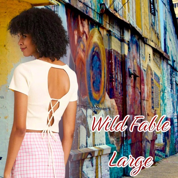wild fable Tops - CLEARANCE ~ WILD FABLE Ribbed Open Tie Back Cropped Baby Tee